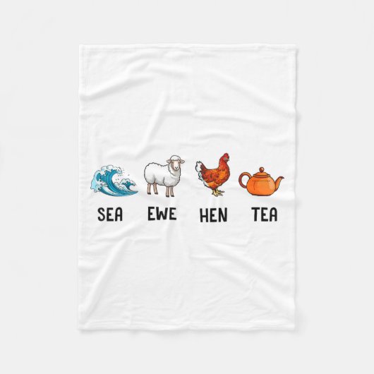 Sea Ewe Hen Tea Funny Joke Saying Quote Men Women  Fleece Deken (Voorkant)