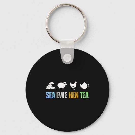 Sea Ewe Hen Tea Funny Joke Sleutelhanger (Voorkant)