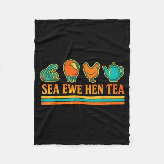 Sea Ewe Hen Tea Funny Pun Saying Retro Style  Fleece Deken (Voorkant)