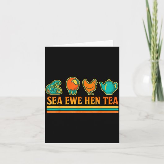 Sea Ewe Hen Tea Funny Pun Saying Retro Style  Kaart (Voorkant)