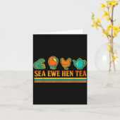 Sea Ewe Hen Tea Funny Pun Saying Retro Style  Kaart (Gele Bloem)
