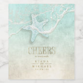 Sea Foam Beach Wedding Cheers ID837 Wijn Etiket (Enkel label)