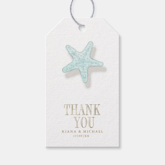 Sea Foam Beach Wedding Starfish ID837 Cadeaulabel (Voorkant)