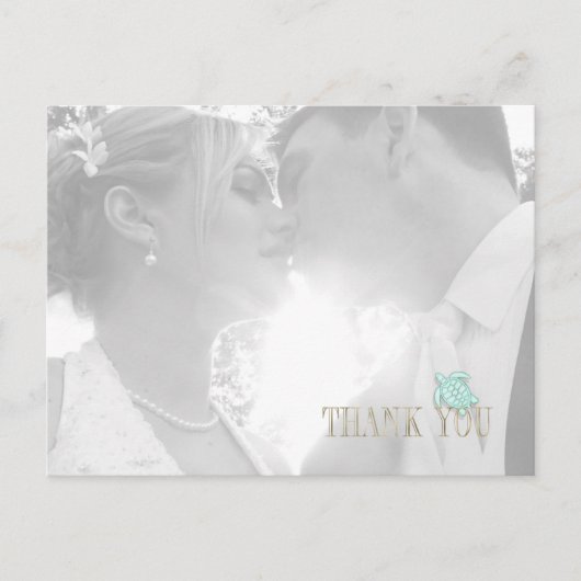 Sea Foam Beach Wedding Thank You ID837 Aankondigingskaart (Voorkant)