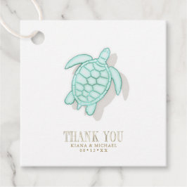 Sea Foam Beach Wedding Turtle ID837 Bedankjes Labels