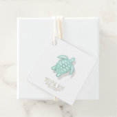 Sea Foam Beach Wedding Turtle ID837 Bedankjes Labels (In situ)