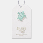 Sea Foam Beach Wedding Turtle ID837 Cadeaulabel (Voorkant)