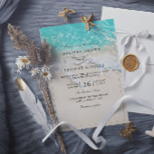 Sea Foam Heart Beach Elegant QR Code Wedding Kaart