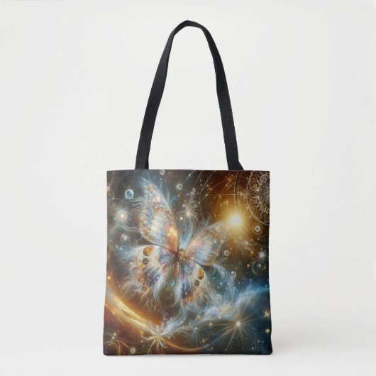 Sea Foam Vibrant Celestial Butterfly Tote Bag (Voorkant)