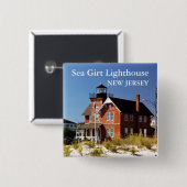 Sea Girt Lighthouse, New Jersey Speld Vierkante Button 5,1 Cm (Voorkant /achterkant)