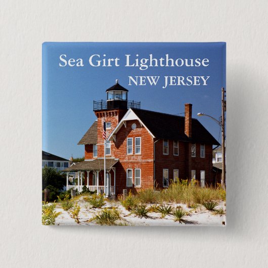 Sea Girt Lighthouse, New Jersey Speld Vierkante Button 5,1 Cm (Voorkant)
