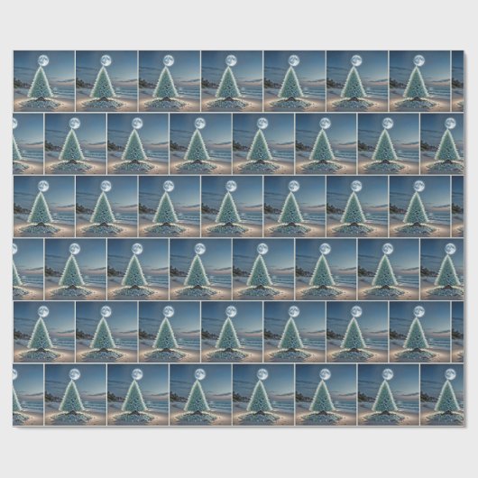 Sea Glass Christmas Tree In Moonlight Cadeaupapier (Vlak)