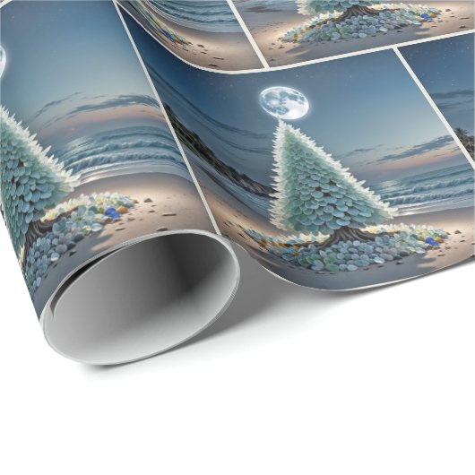 Sea Glass Christmas Tree In Moonlight Cadeaupapier (Rol Hoek)