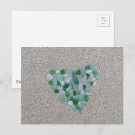 Sea glass heart briefkaart (Voorkant / Achterkant)