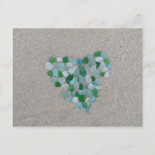 Sea glass heart briefkaart