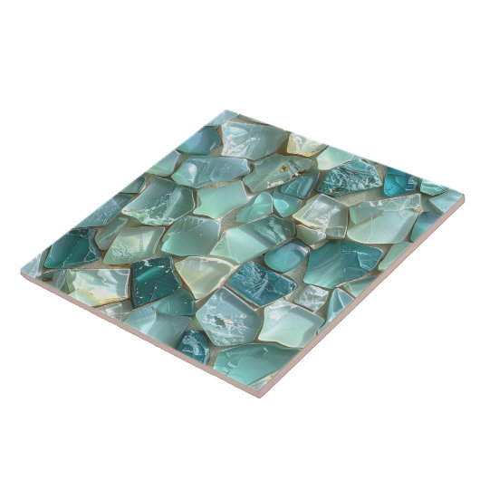 Sea Glass Mosaic Teal ID1183 Tegeltje (Zijkant)