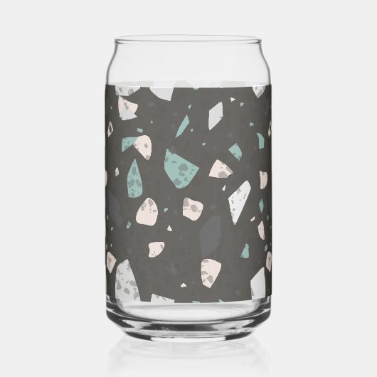 Sea Green & Grey Chips Retro Terrazzo Pattern Blikvorm Glas (Achterkant)