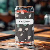 Sea Green & Grey Chips Retro Terrazzo Pattern Blikvorm Glas