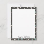 Sea Green Grey Glass Chips Terrazzo Pattern Frame Notitiekaartje (Voorkant)