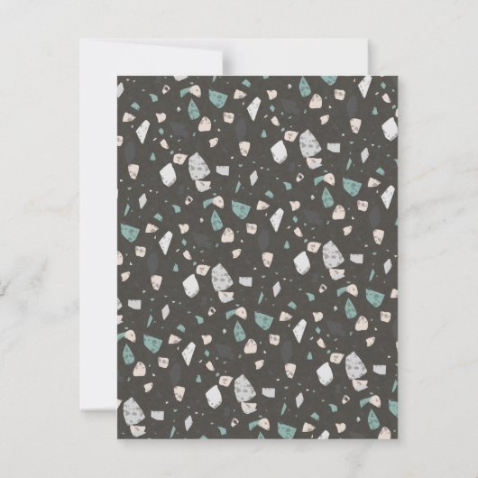 Sea Green Grey Glass Chips Terrazzo Pattern Frame Notitiekaartje (Achterkant)