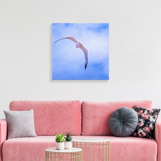 Sea gull in flight canvas afdruk (Insitu (Woonkamer))