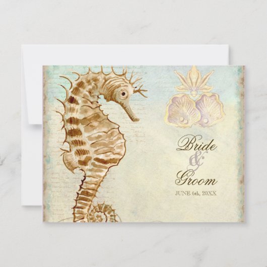 Sea Horse Coastal Beach - Trouw Uitnodiging (Achterkant)