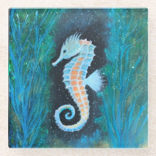 Sea Horse Glass Coaster Glazen Onderzetter (Voorkant)