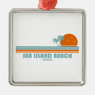 Sea Island Beach Georgia Zon Palmboom Metalen Ornament