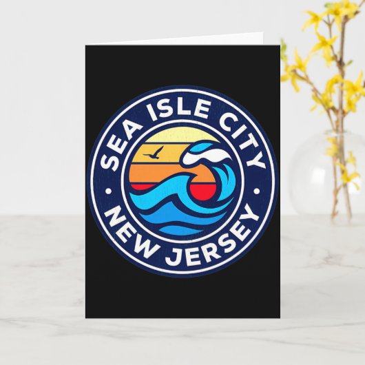 Sea Isle City New Jersey Nj Nautical Waves 5 T Shi Kaart (Gele Bloem)
