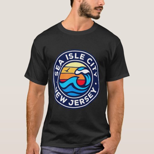 Sea Isle City New Jersey Nj Nautical Waves 5 T Shi T-shirt (Voorkant)