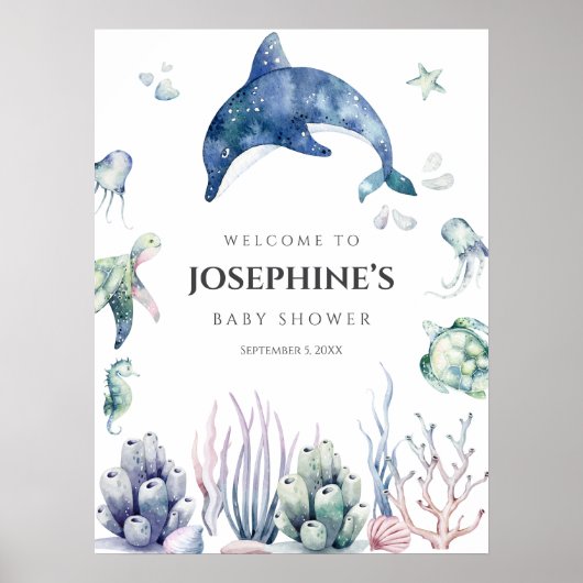 Sea Life Baby Shower Welkom Poster (Voorkant)
