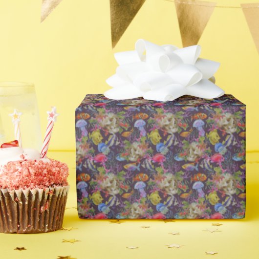 Sea Life Grunge Pattern Cadeaupapier (Verjaardagsfeest)
