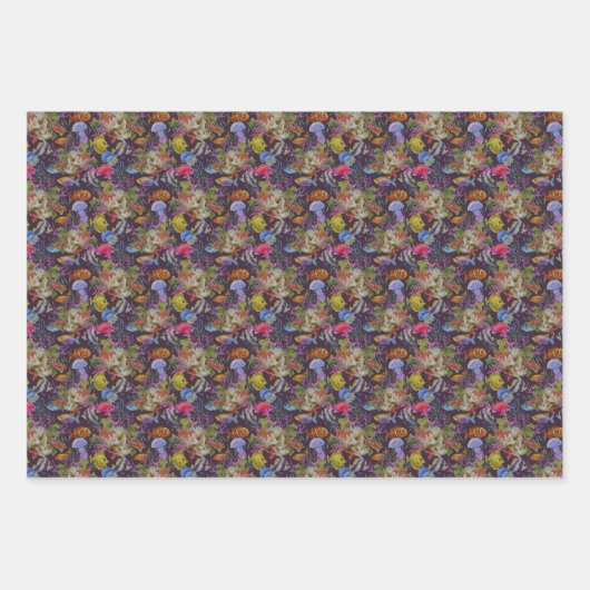Sea Life Grunge Pattern Inpakpapier Vel (Voorkant 2)