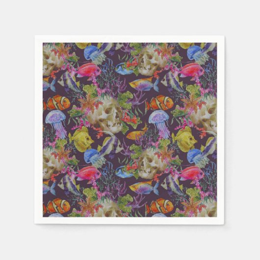 Sea Life Grunge Pattern Servet (Voorkant)