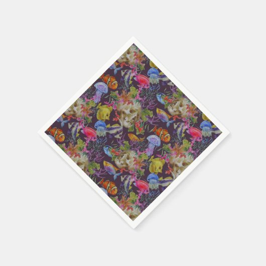 Sea Life Grunge Pattern Servet (Hoek)