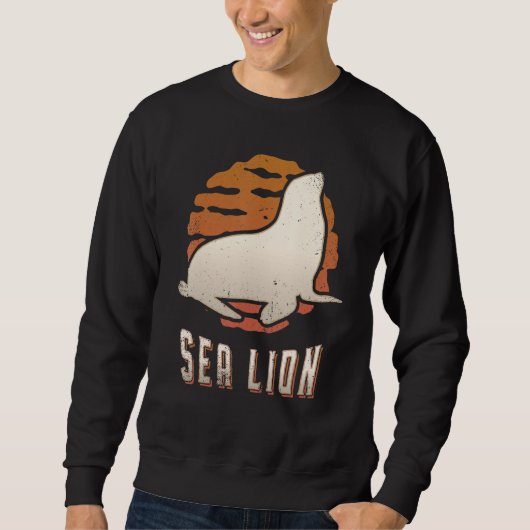 Sea Lion Vintage Retro Classic Animal Sunset Trui (Voorkant)