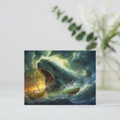 Sea Monster Emerging from Waves Fantasy Painting Briefkaart (Staand voorkant)