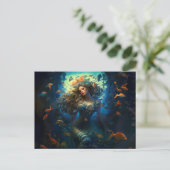 Sea Nymph Surrounded by Fish Fantasy Painting Briefkaart (Staand voorkant)