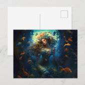 Sea Nymph Surrounded by Fish Fantasy Painting Briefkaart (Voorkant / Achterkant)