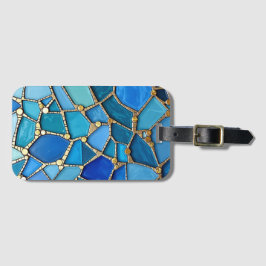 Sea of Waves Blue and Gold Mosaic Fine Art Bagagelabel