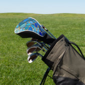 Sea of Waves Blue and Gold Mosaic Fine Art Golfheadcover (Insitu)