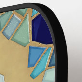 Sea of Waves Blue and Gold Mosaic Fine Art Pickleball Paddle (Links Detail)