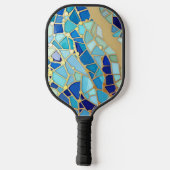 Sea of Waves Blue and Gold Mosaic Fine Art Pickleball Paddle (Achterkant)