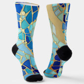 Sea of Waves Blue and Gold Mosaic Fine Art Sokken (Gebogen)