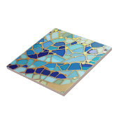 Sea of Waves Blue and Gold Mosaic Fine Art Tegeltje (Zijkant)