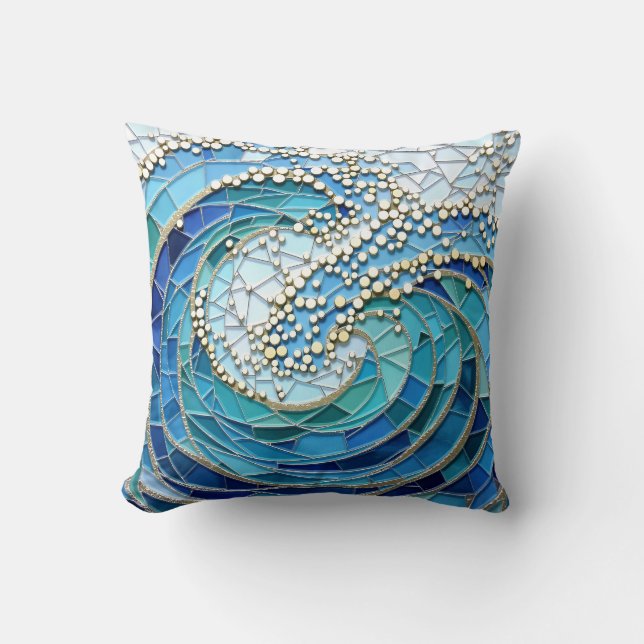 Sea of Waves Mosaic Art Kussen (Voorkant)