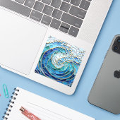 Sea of Waves Mosaic Art Sticker (Laptop met iPhone)