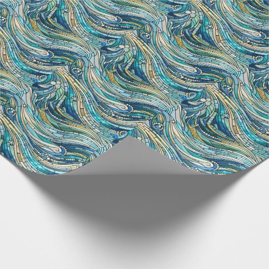 Sea of Waves Teal Mosaic Fine Art Cadeaupapier (Hoek)