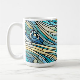 Sea of Waves Teal Mosaic Fine Art Koffiemok