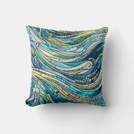 Sea of Waves Teal Mosaic Fine Art Kussen